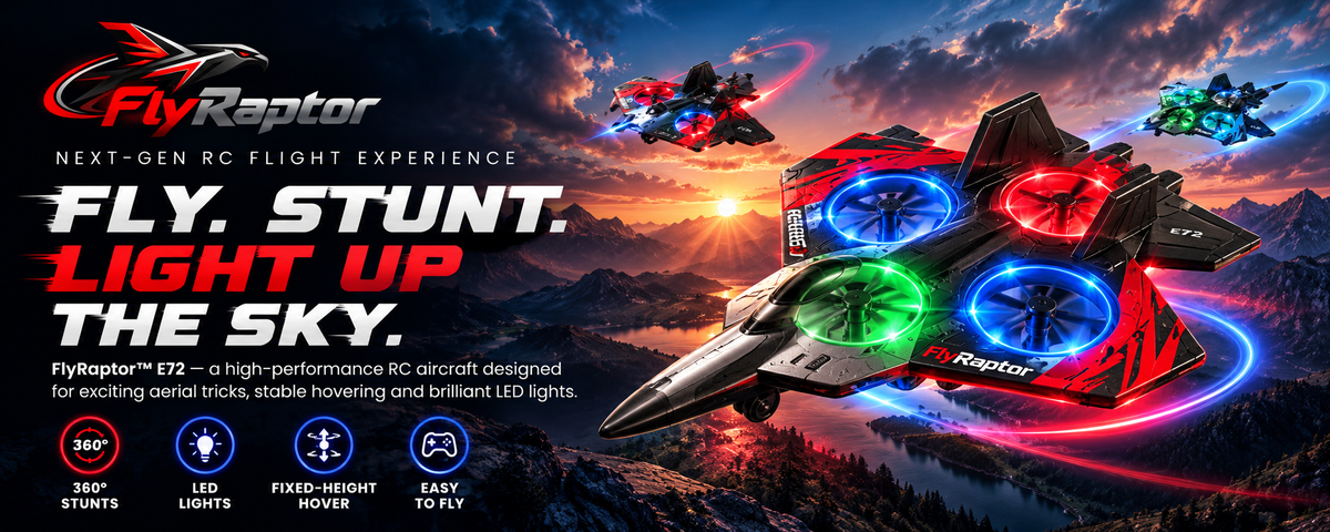 FlyRaptor E72 stunt RC aircraft in flight